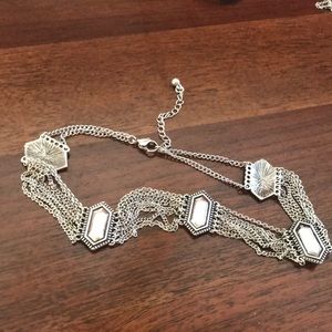 Silver chain choker with hexagon charms Forever21